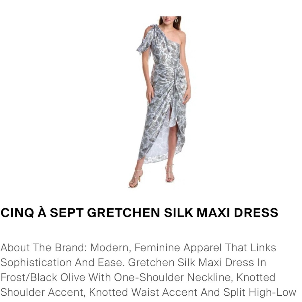 Cinq a Sept Blue and Green Asymmetrical Ruffled Cocktail Dress